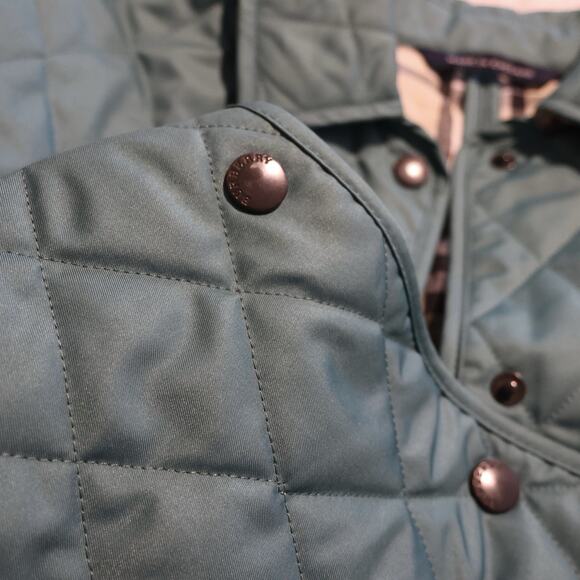 BURBERRY Quilted Jacket In Turquoise Nova Check Snap Close Women’s Size XS - Picture 12 of 16